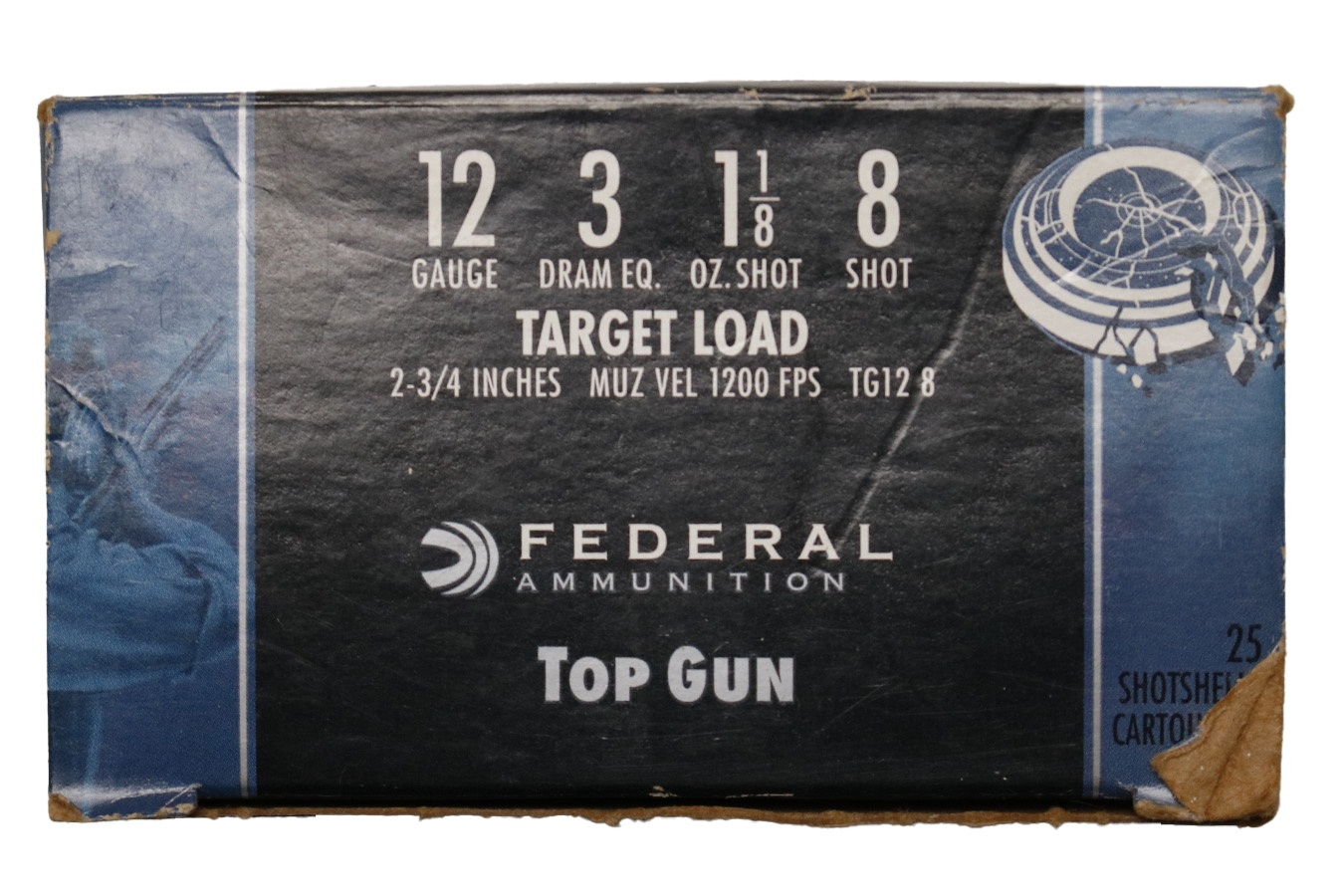 FEDERAL AMMUNITION 12 Gauge 2 3/4in 8 Shot Top Gun Target Police Trade Ammo 25/Box
